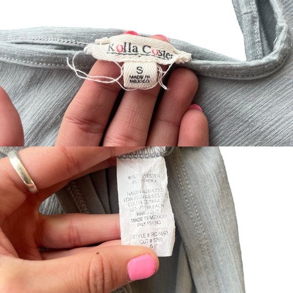 Rolla Coster Women’s S Gray Blue Sleeveless V Neck Tie Belt Elastic Waist Romper - Picture 3 of 16